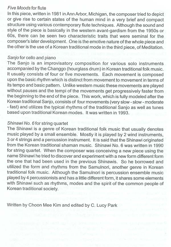 Music of Korean Composers - Program book page 05